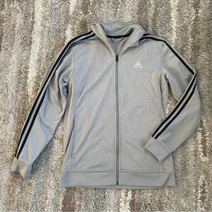 Adidas Light Gray Zip-Up Jacket with Black Accents Men’s Medium